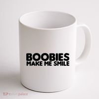 Boobies Make Me Smile Adult Humor Funny Gift Coffee Mug thumb 1