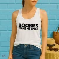 Boobies Make Me Smile Adult Humor Funny Gift Women's Tank Top thumb 2