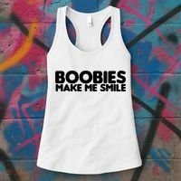 Boobies Make Me Smile Adult Humor Funny Gift Women's Tank Top thumb 3