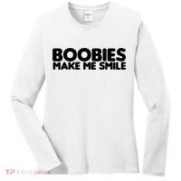 Boobies Make Me Smile Adult Humor Funny Gift Women's Long Sleeve Shirt thumb 0