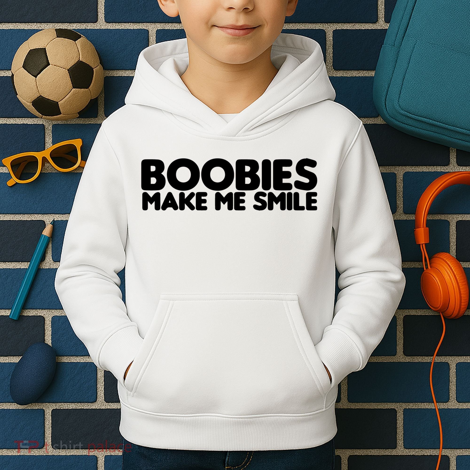 Boobies Make Me Smile Adult Humor Funny Gift Kids Hoodie