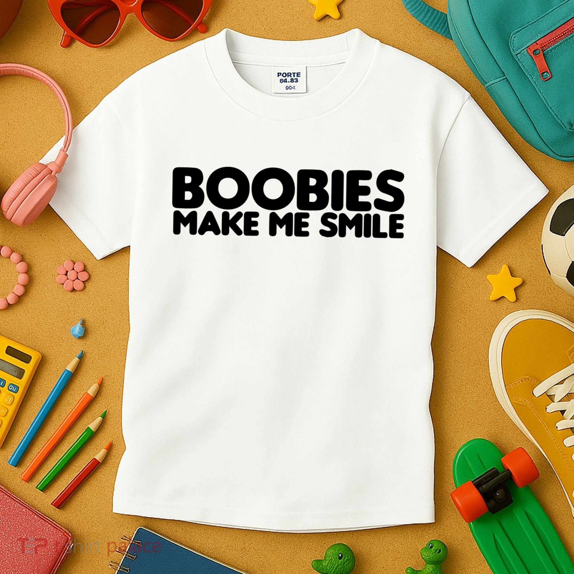 Boobies Make Me Smile Adult Humor Funny Gift Kids T-Shirt
