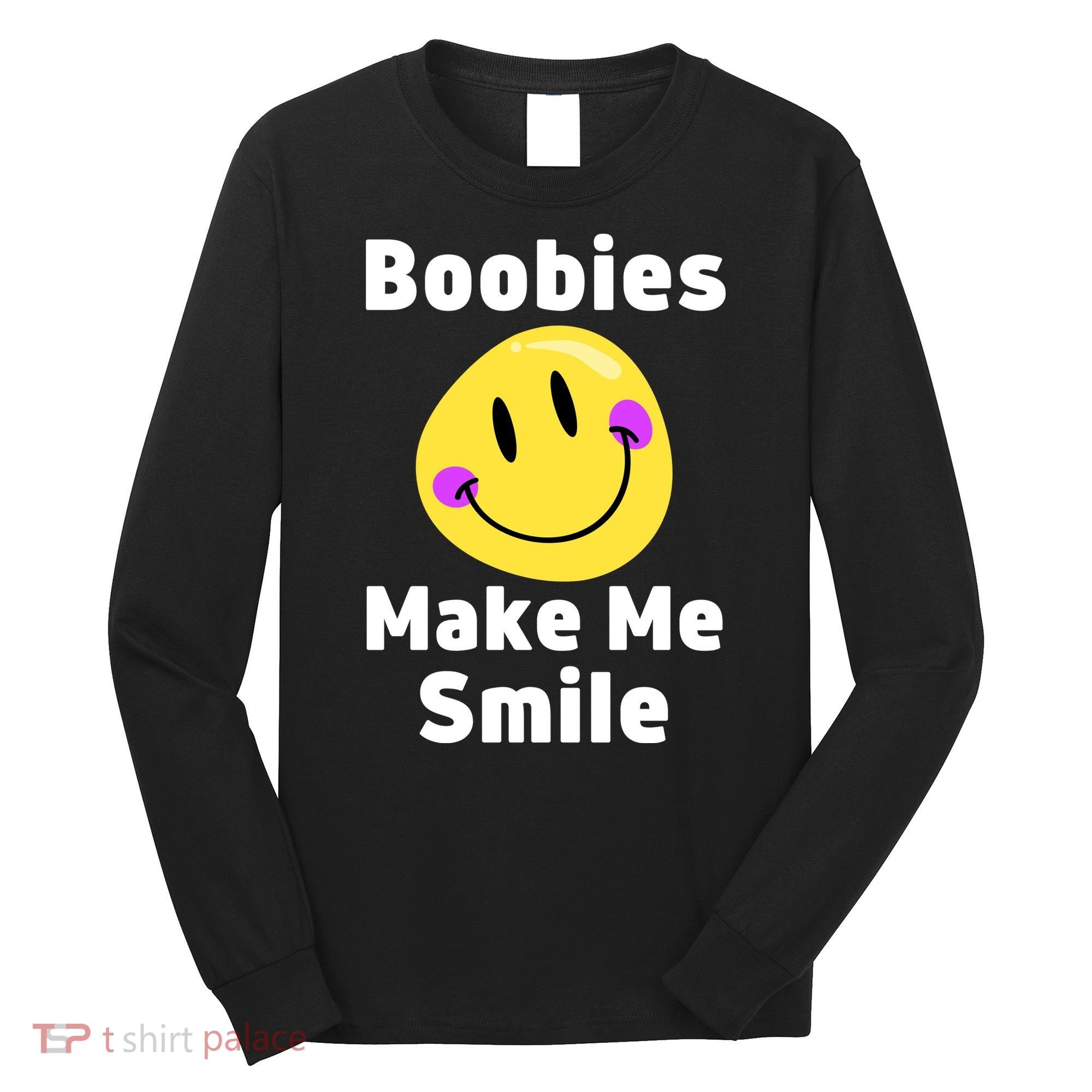 Boobies Make Me Smile Mardi Gras Funny Long Sleeve Shirt