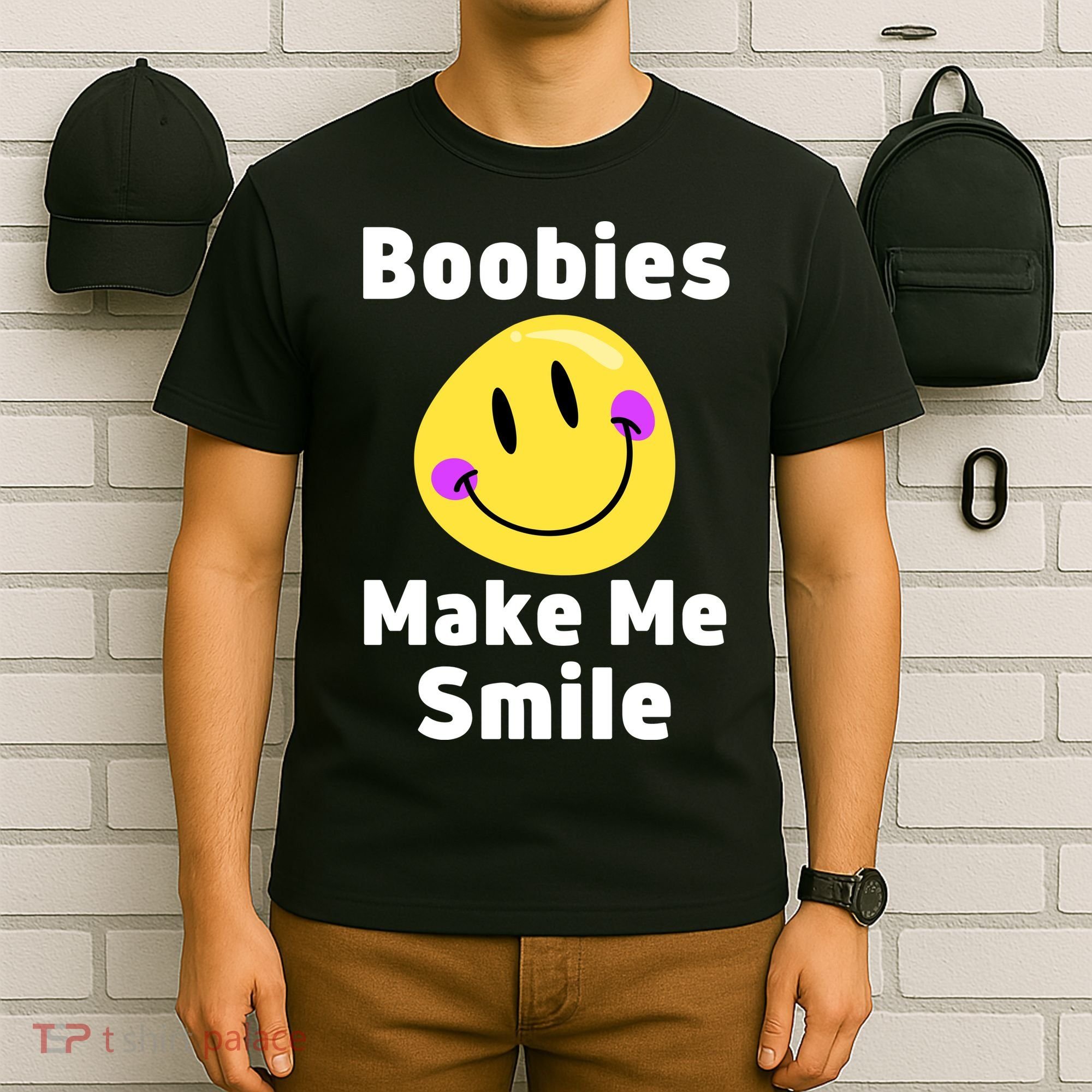 Boobies Make Me Smile Mardi Gras Funny T-Shirt