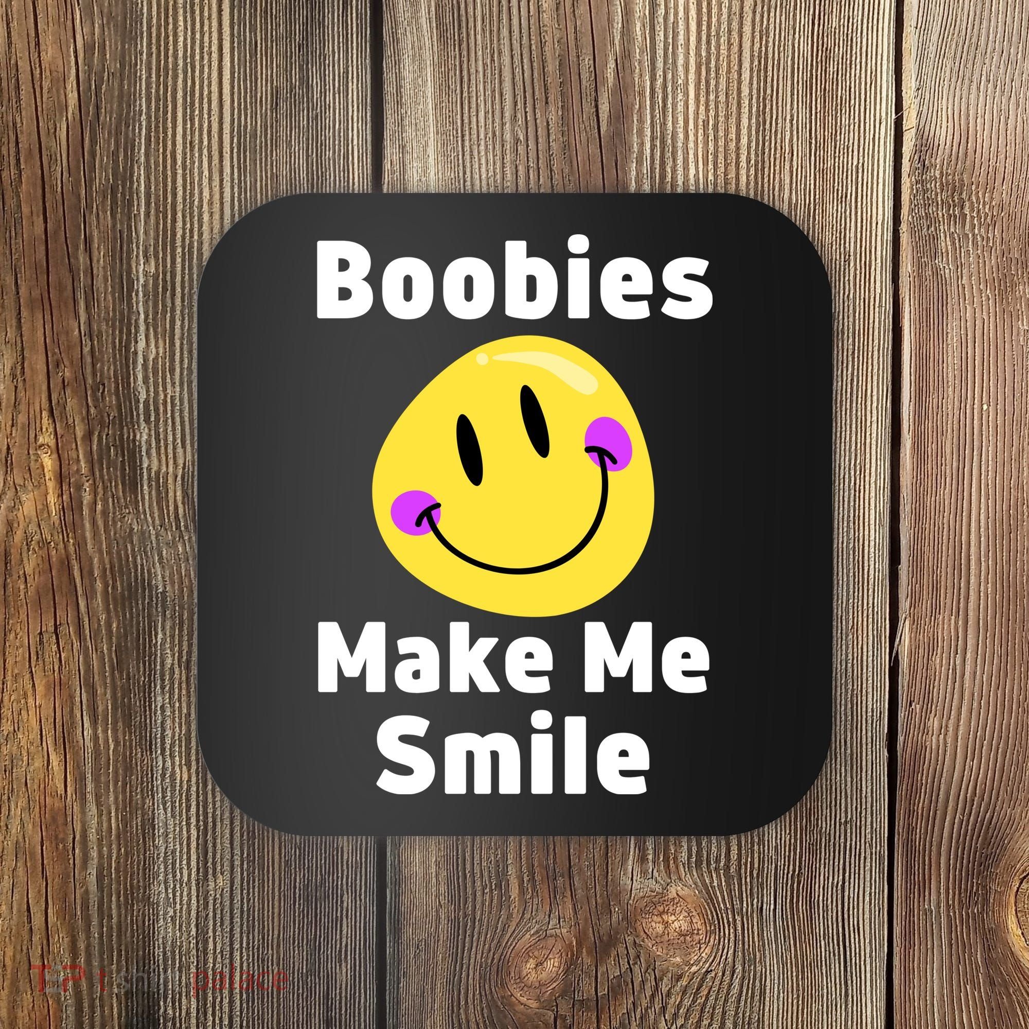 Boobies Make Me Smile Mardi Gras Funny Coaster
