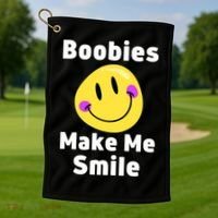 Boobies Make Me Smile Mardi Gras Funny Golf Towel thumb 1