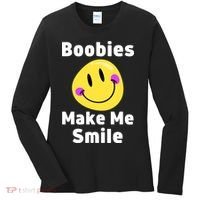 Boobies Make Me Smile Mardi Gras Funny Women's Long Sleeve Shirt thumb 0