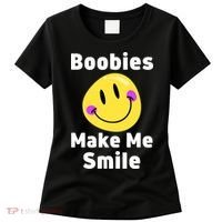 Boobies Make Me Smile Mardi Gras Funny Women's T-Shirt thumb 0