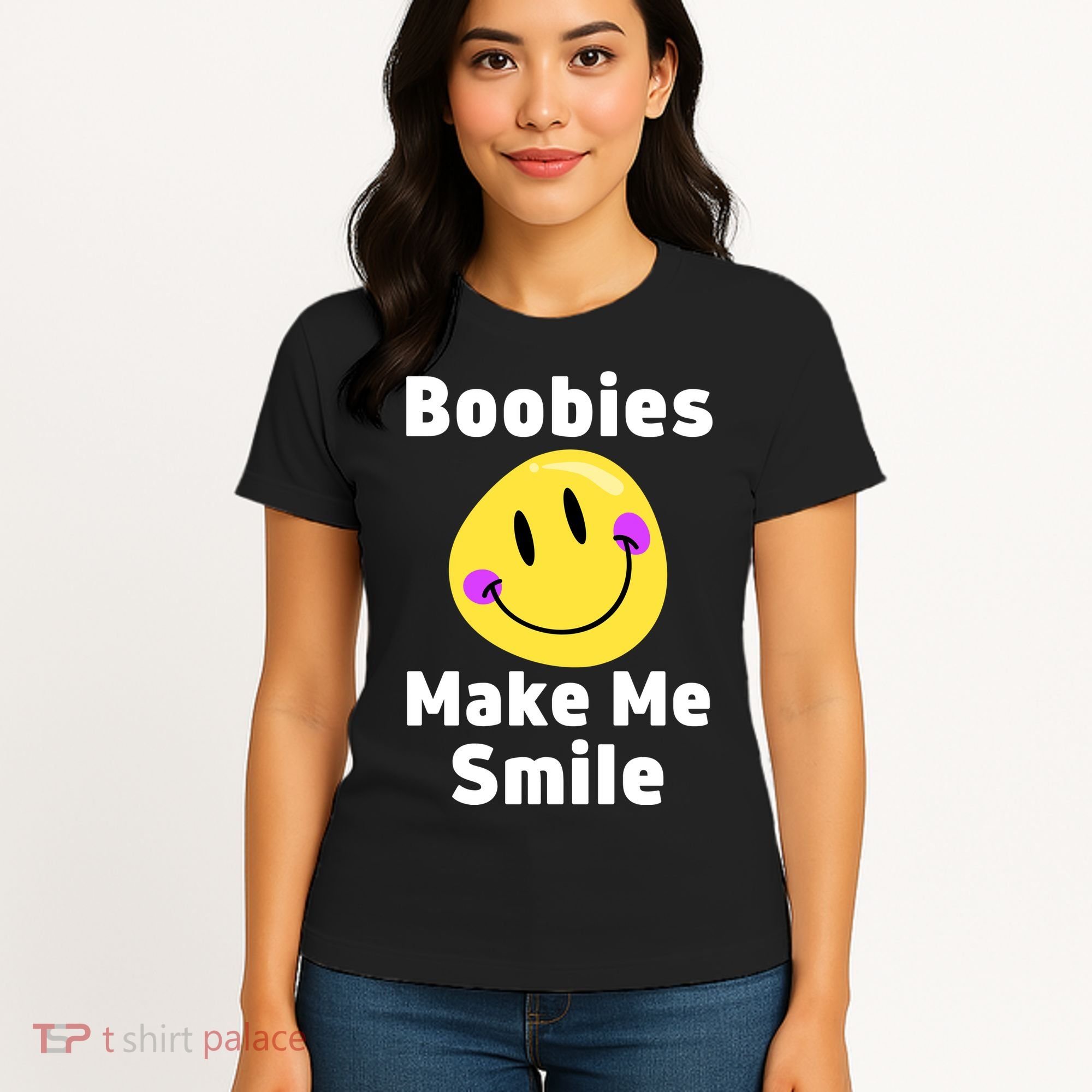 Boobies Make Me Smile Mardi Gras Funny Women's T-Shirt