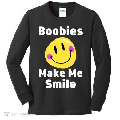 Boobies Make Me Smile Mardi Gras Funny Kids Long Sleeve Shirt