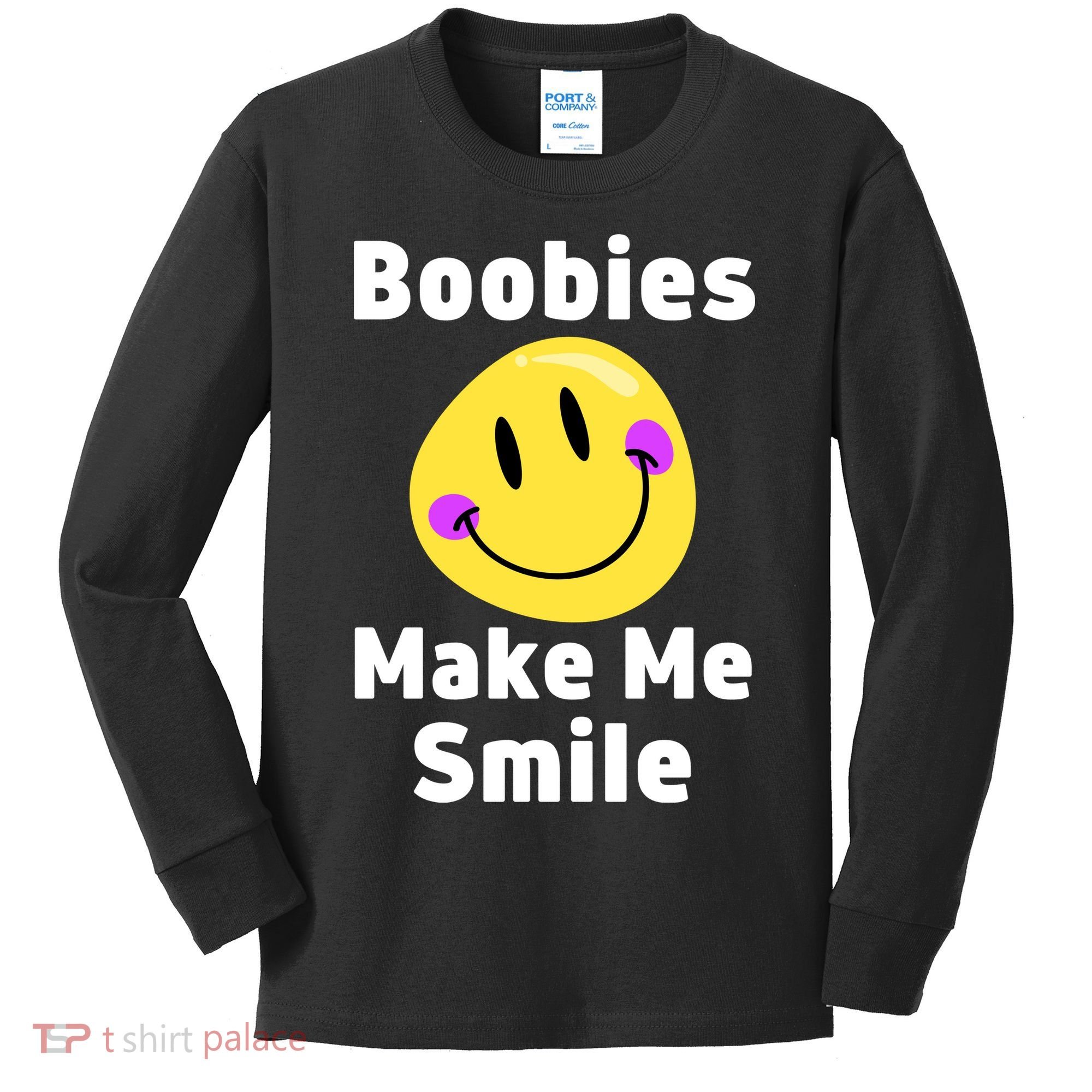 Boobies Make Me Smile Mardi Gras Funny Kids Long Sleeve Shirt