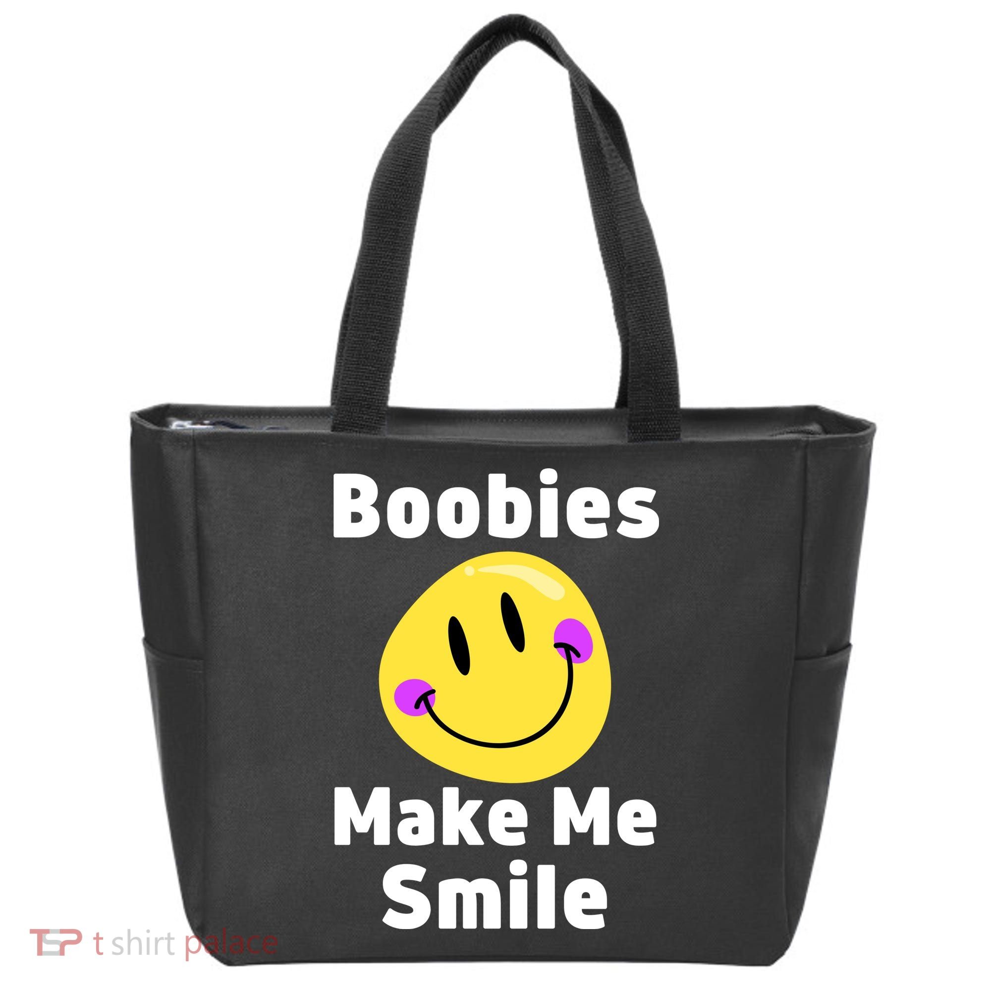 Boobies Make Me Smile Mardi Gras Funny Tote Bag