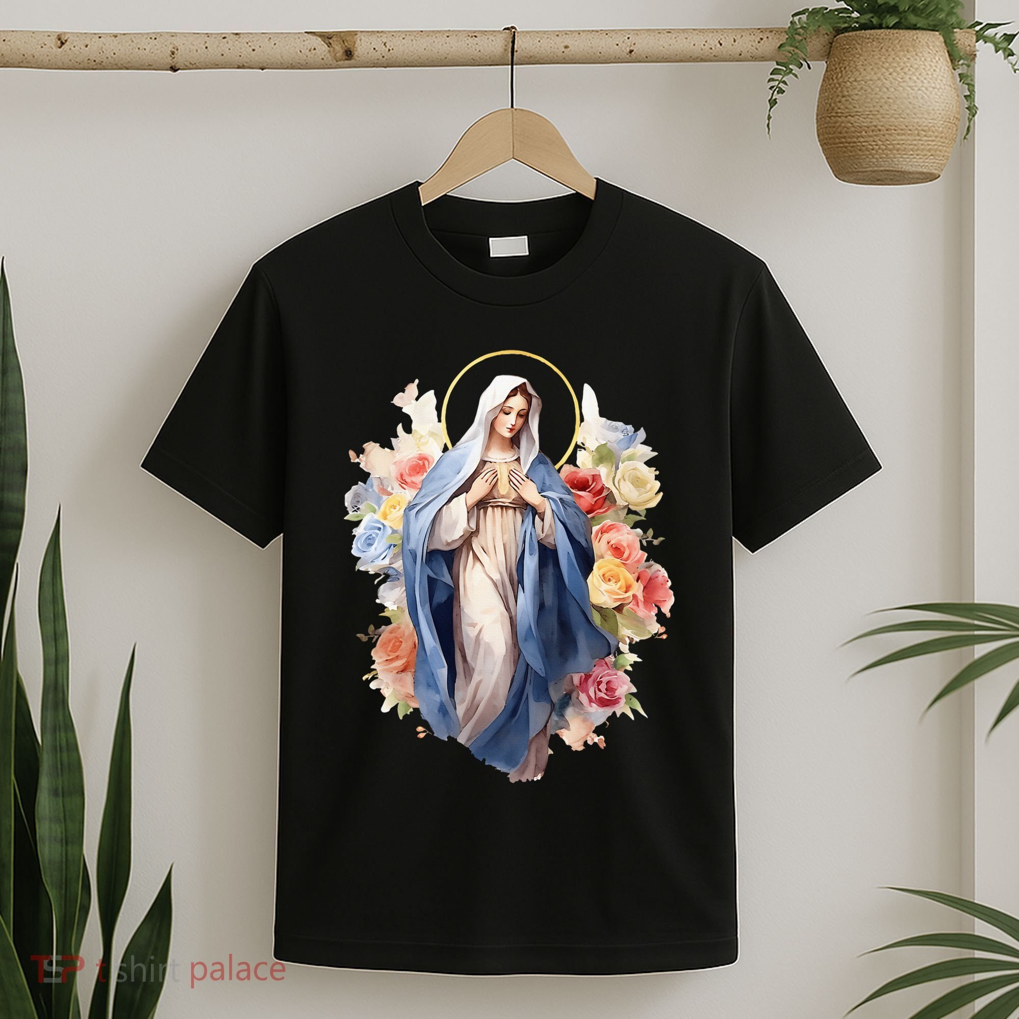 Blessed Mother Mary Mother Of Jesus Roses Our Lady Catholic T-Shirt