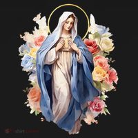 Blessed Mother Mary Mother Of Jesus Roses Our Lady Catholic T-Shirt thumb 7
