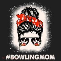 Bowling Mom Messy Bun Bleached Look Bowling Pins And Ball Gift Women's Sweatshirt thumb 2