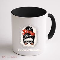 Bowling Mom Messy Bun Bleached Look Bowling Pins And Ball Gift Coffee Mug thumb 1