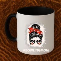 Bowling Mom Messy Bun Bleached Look Bowling Pins And Ball Gift Coffee Mug thumb 2