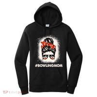Bowling Mom Messy Bun Bleached Look Bowling Pins And Ball Gift Women's Hoodie thumb 0