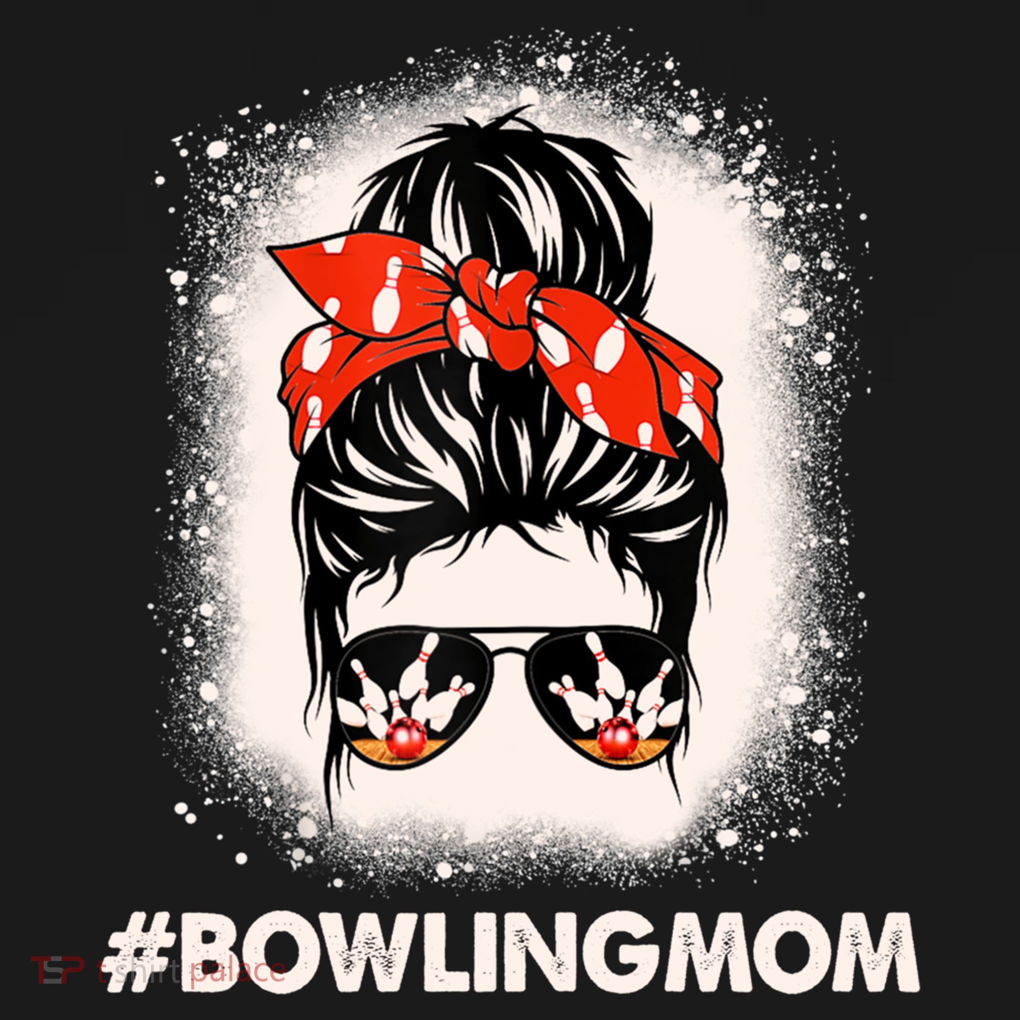 Bowling Mom Messy Bun Bleached Look Bowling Pins And Ball Gift Women's Hoodie
