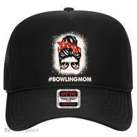 Bowling Mom Messy Bun Bleached Look Bowling Pins And Ball Gift Hat thumb 0