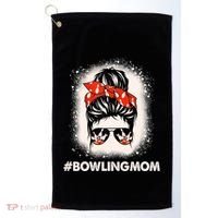 Bowling Mom Messy Bun Bleached Look Bowling Pins And Ball Gift Golf Towel thumb 0