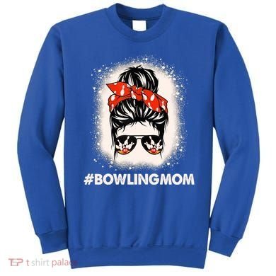 Bowling Mom Messy Bun Bleached Look Bowling Pins And Ball Gift Sweatshirt