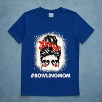 Bowling Mom Messy Bun Bleached Look Bowling Pins And Ball Gift T-Shirt thumb 5