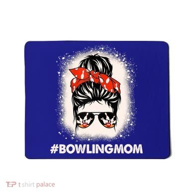 Bowling Mom Messy Bun Bleached Look Bowling Pins And Ball Gift Mousepad