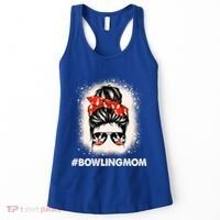 Bowling Mom Messy Bun Bleached Look Bowling Pins And Ball Gift Women's Tank Top thumb 0