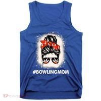 Bowling Mom Messy Bun Bleached Look Bowling Pins And Ball Gift Tank Top thumb 0