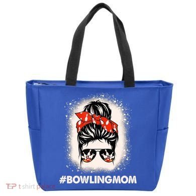 Bowling Mom Messy Bun Bleached Look Bowling Pins And Ball Gift Tote Bag