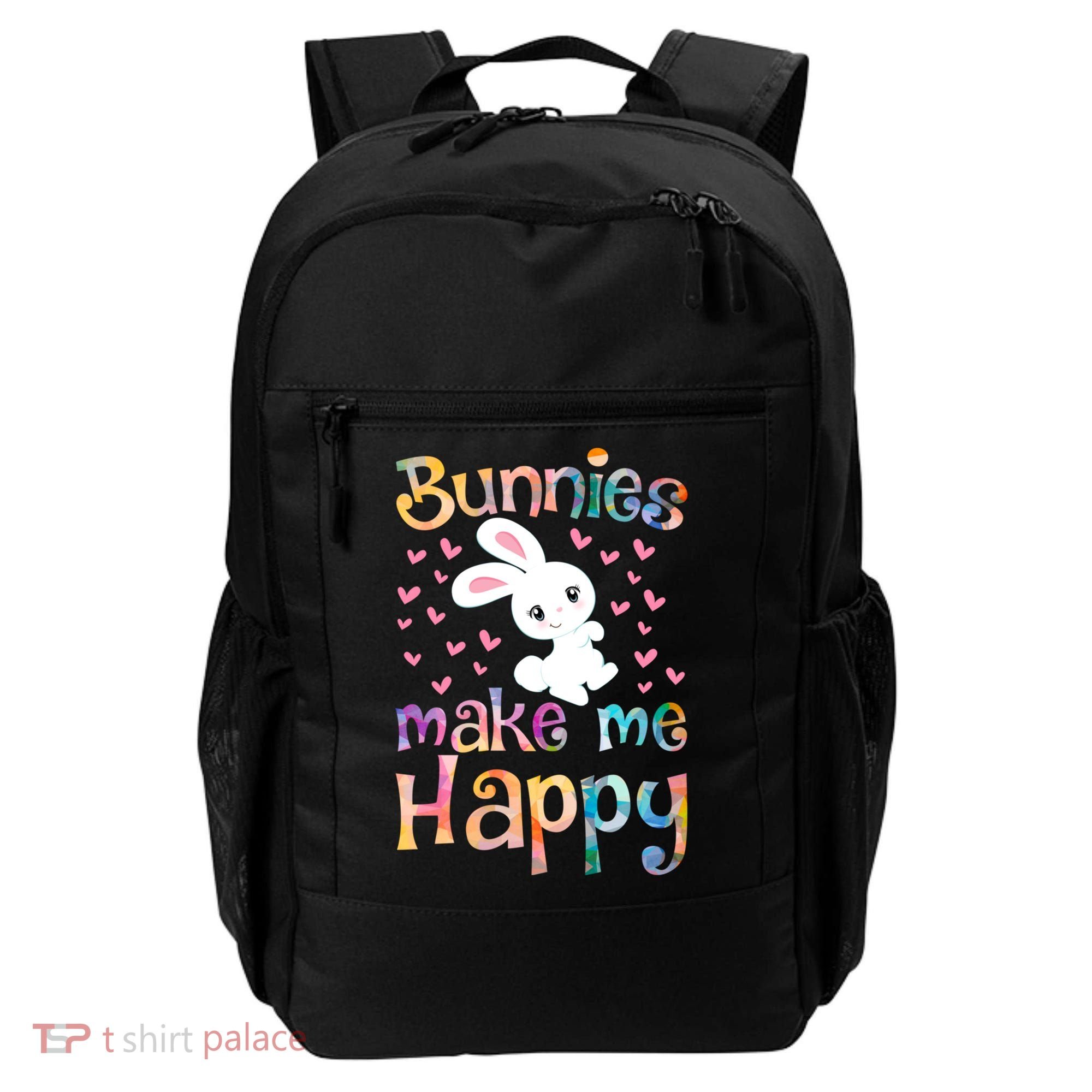 Bunnies Make Me Happy Bunny Rabbit Girls Pet Owner Mom Gift Backpack