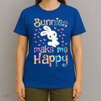 Bunnies Make Me Happy Bunny Rabbit Girls Pet Owner Mom Gift T-Shirt thumb 4