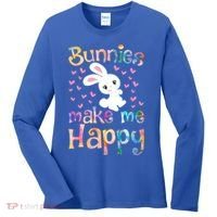 Bunnies Make Me Happy Bunny Rabbit Girls Pet Owner Mom Gift Women's Long Sleeve Shirt thumb 0