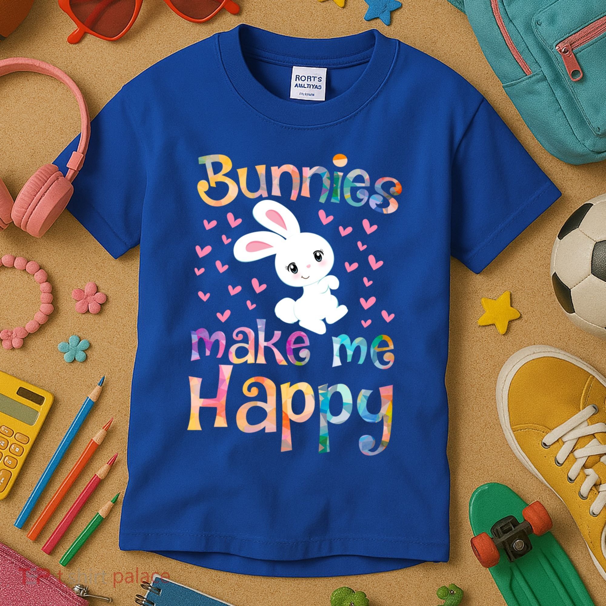 Bunnies Make Me Happy Bunny Rabbit Girls Pet Owner Mom Gift Kids T-Shirt