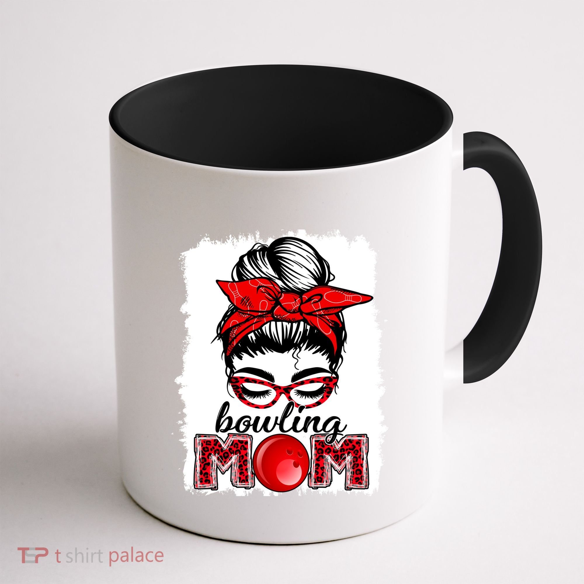 Bowling Mom Messy Bun Leopard Funny Mother's Day Meaningful Gift Coffee Mug