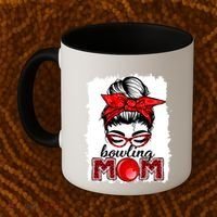 Bowling Mom Messy Bun Leopard Funny Mother's Day Meaningful Gift Coffee Mug thumb 2