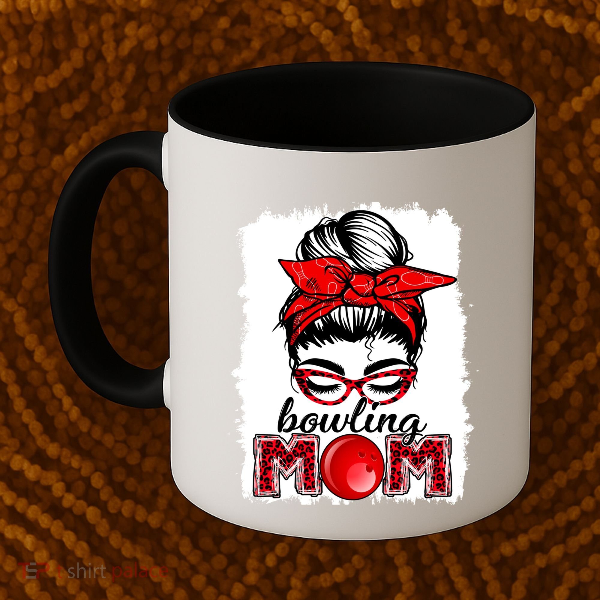 Bowling Mom Messy Bun Leopard Funny Mother's Day Meaningful Gift Coffee Mug