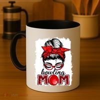Bowling Mom Messy Bun Leopard Funny Mother's Day Meaningful Gift Coffee Mug thumb 4