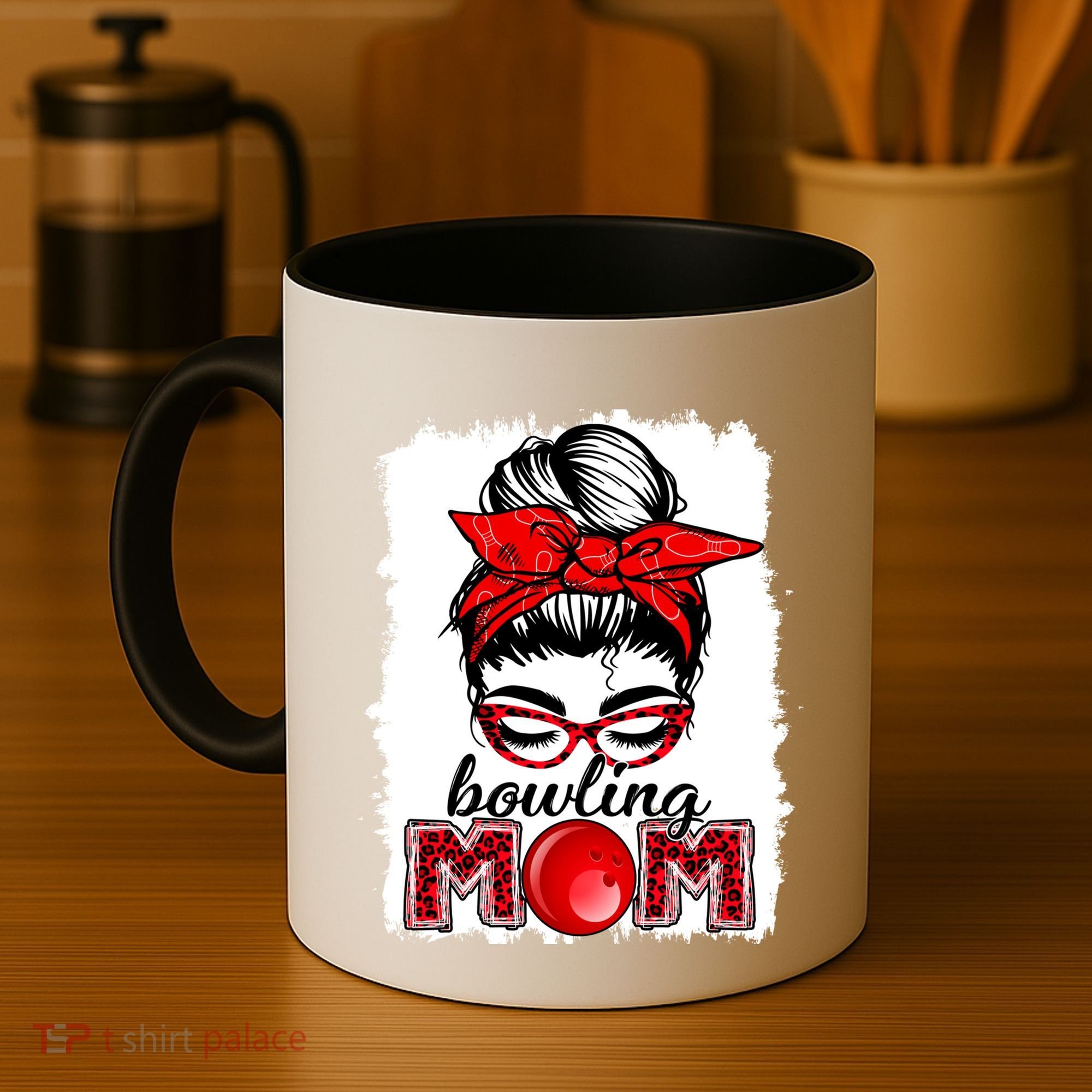 Bowling Mom Messy Bun Leopard Funny Mother's Day Meaningful Gift Coffee Mug
