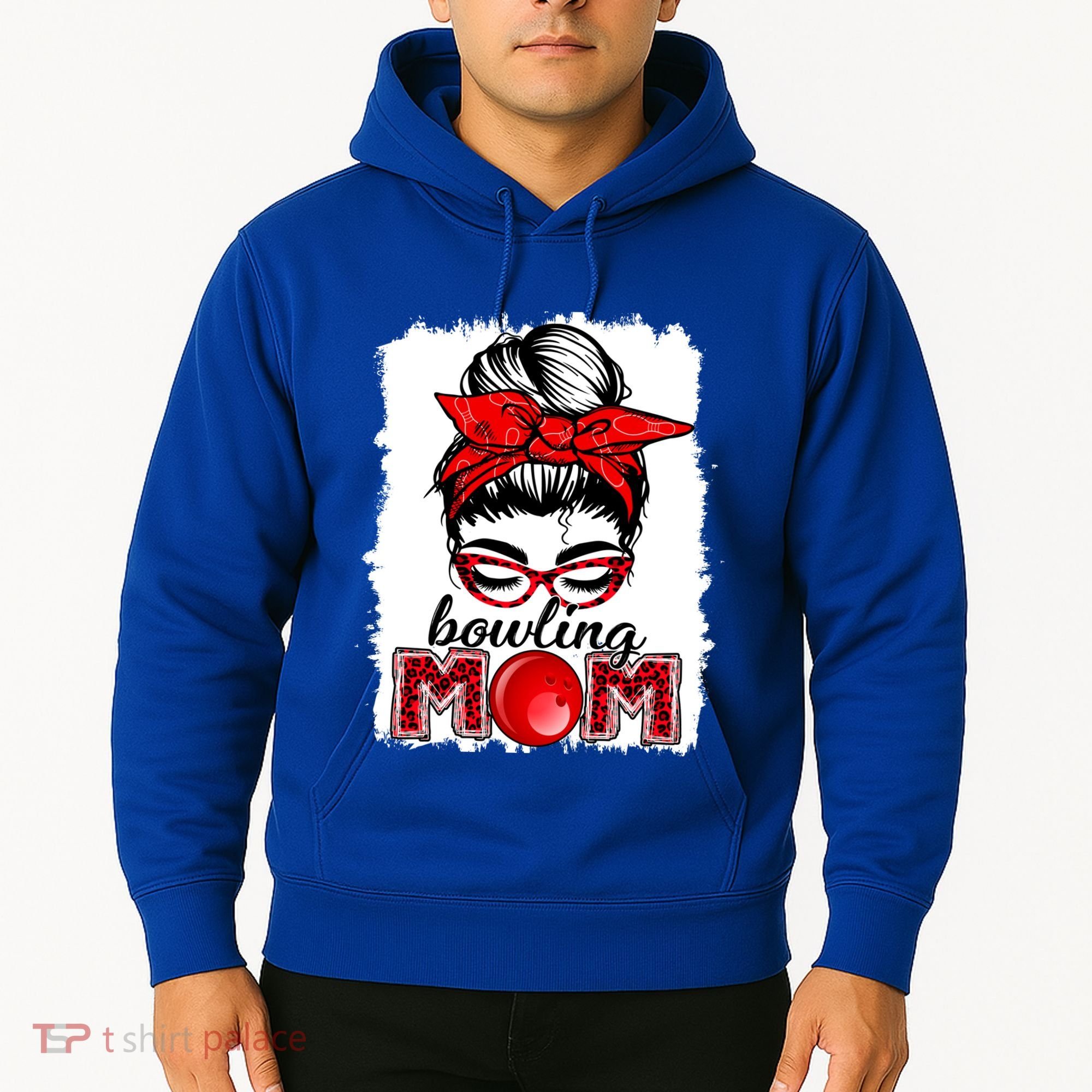 Bowling Mom Messy Bun Leopard Funny Mother's Day Meaningful Gift Hoodie