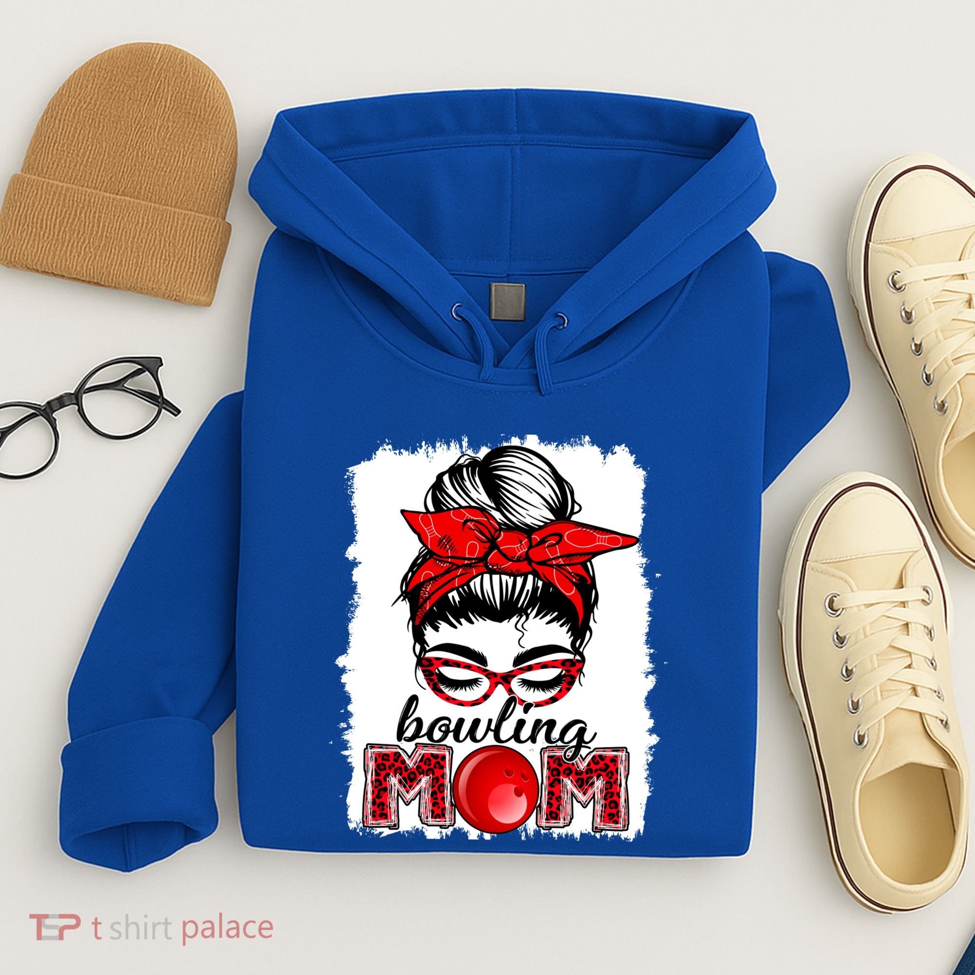 Bowling Mom Messy Bun Leopard Funny Mother's Day Meaningful Gift Hoodie