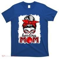 Bowling Mom Messy Bun Leopard Funny Mother's Day Meaningful Gift T-Shirt thumb 0