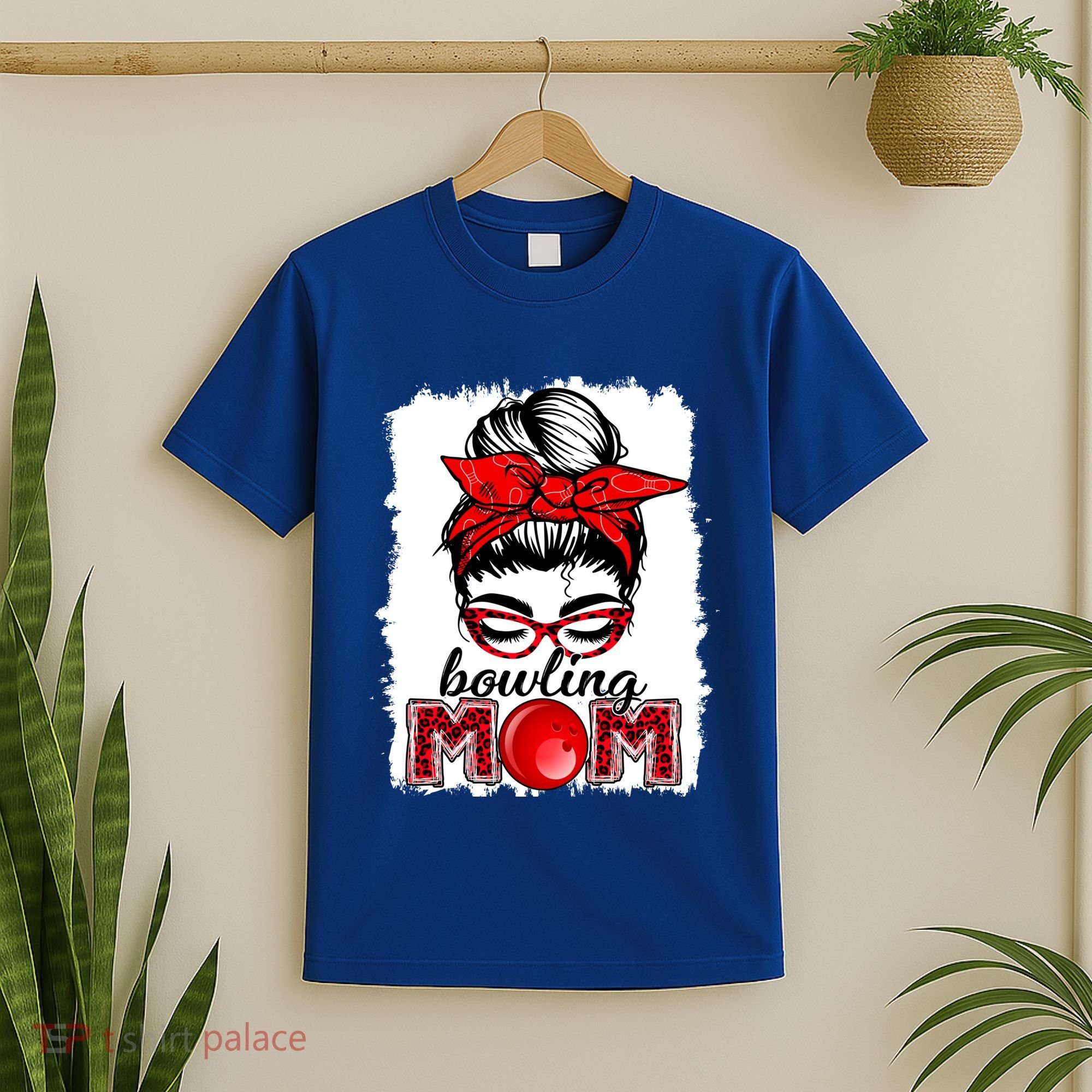 Bowling Mom Messy Bun Leopard Funny Mother's Day Meaningful Gift T-Shirt