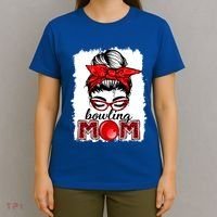 Bowling Mom Messy Bun Leopard Funny Mother's Day Meaningful Gift T-Shirt thumb 4