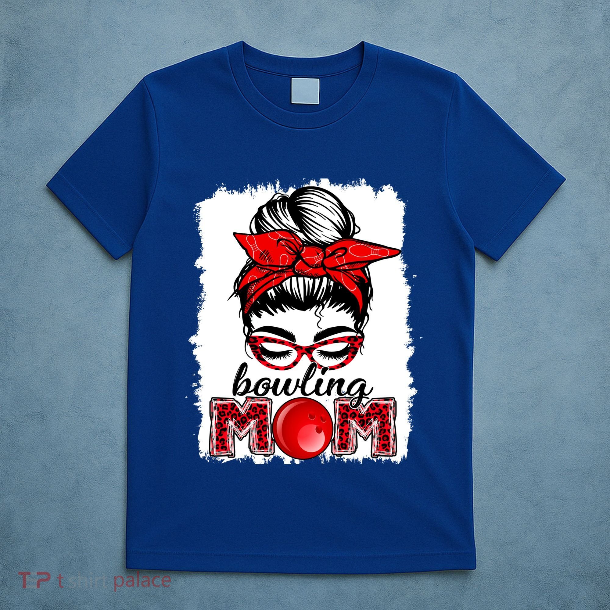 Bowling Mom Messy Bun Leopard Funny Mother's Day Meaningful Gift T-Shirt