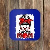 Bowling Mom Messy Bun Leopard Funny Mother's Day Meaningful Gift Coaster thumb 0