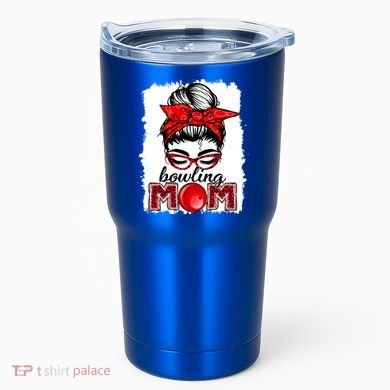Bowling Mom Messy Bun Leopard Funny Mother's Day Meaningful Gift Tumbler