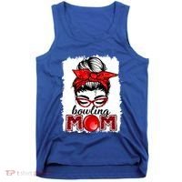 Bowling Mom Messy Bun Leopard Funny Mother's Day Meaningful Gift Tank Top thumb 0