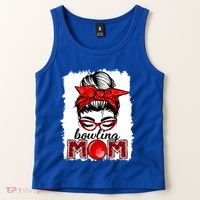 Bowling Mom Messy Bun Leopard Funny Mother's Day Meaningful Gift Tank Top thumb 2